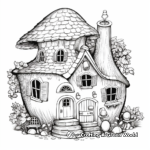 Detailed Gnome House Coloring Pages for Adults 4