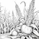 Detailed Harvest Corn Coloring Pages for Adults 3