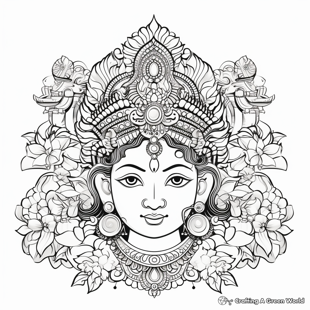 Detailed Hindu Deities Coloring Pages 1