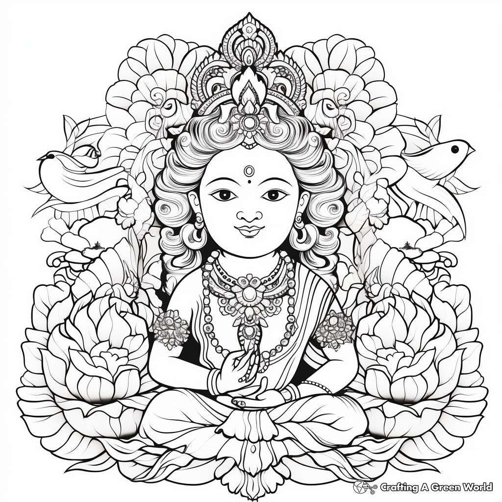 Detailed Hindu Deities Coloring Pages 2
