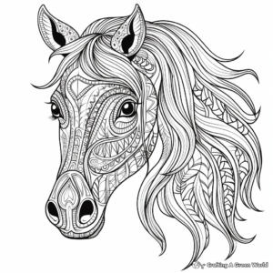 Detailed Horse Head Mandala Coloring Pages for Adults 2