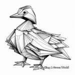 Detailed Origami Paper Duck Coloring Pages 1