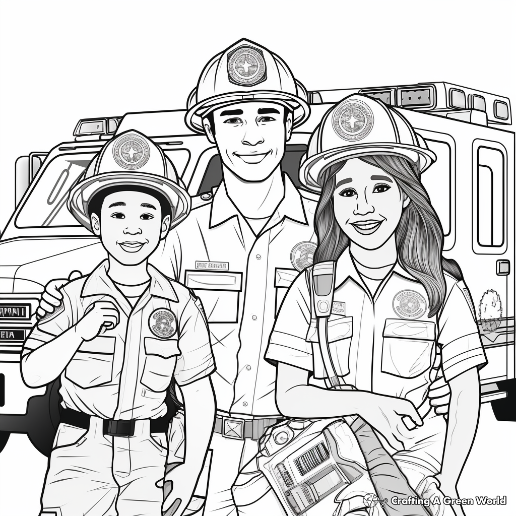 Detailed Paramedic Scene Labor Day Coloring Pages 1