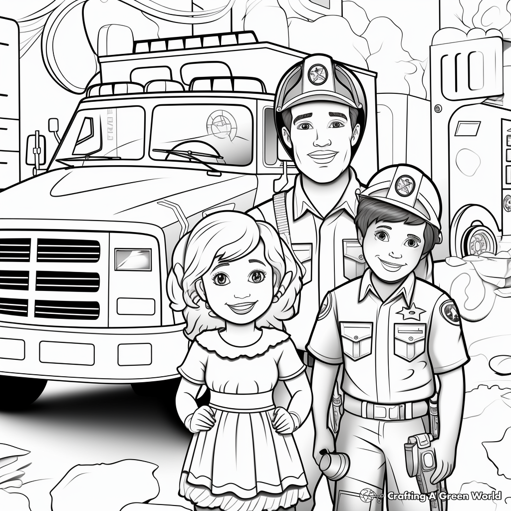 Detailed Paramedic Scene Labor Day Coloring Pages 2