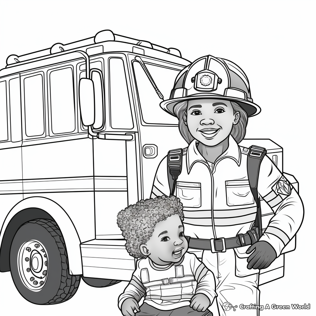 Detailed Paramedic Scene Labor Day Coloring Pages 4