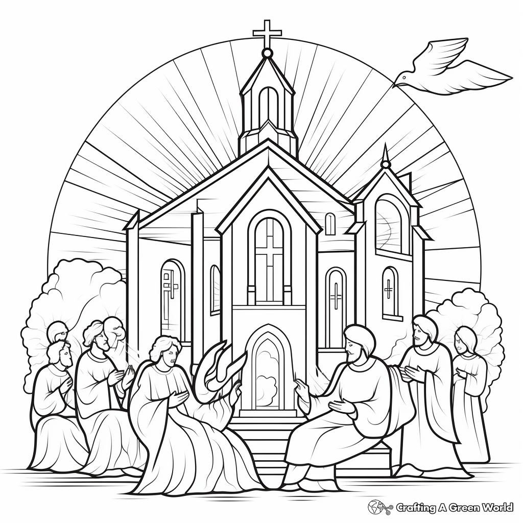 Detailed Pentecost Sunday Coloring Pages 1