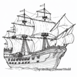 Detailed Pirate Frigate Coloring Pages for Adults 3