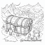 Detailed Pirate Map and Treasure Chest Coloring Pages 1