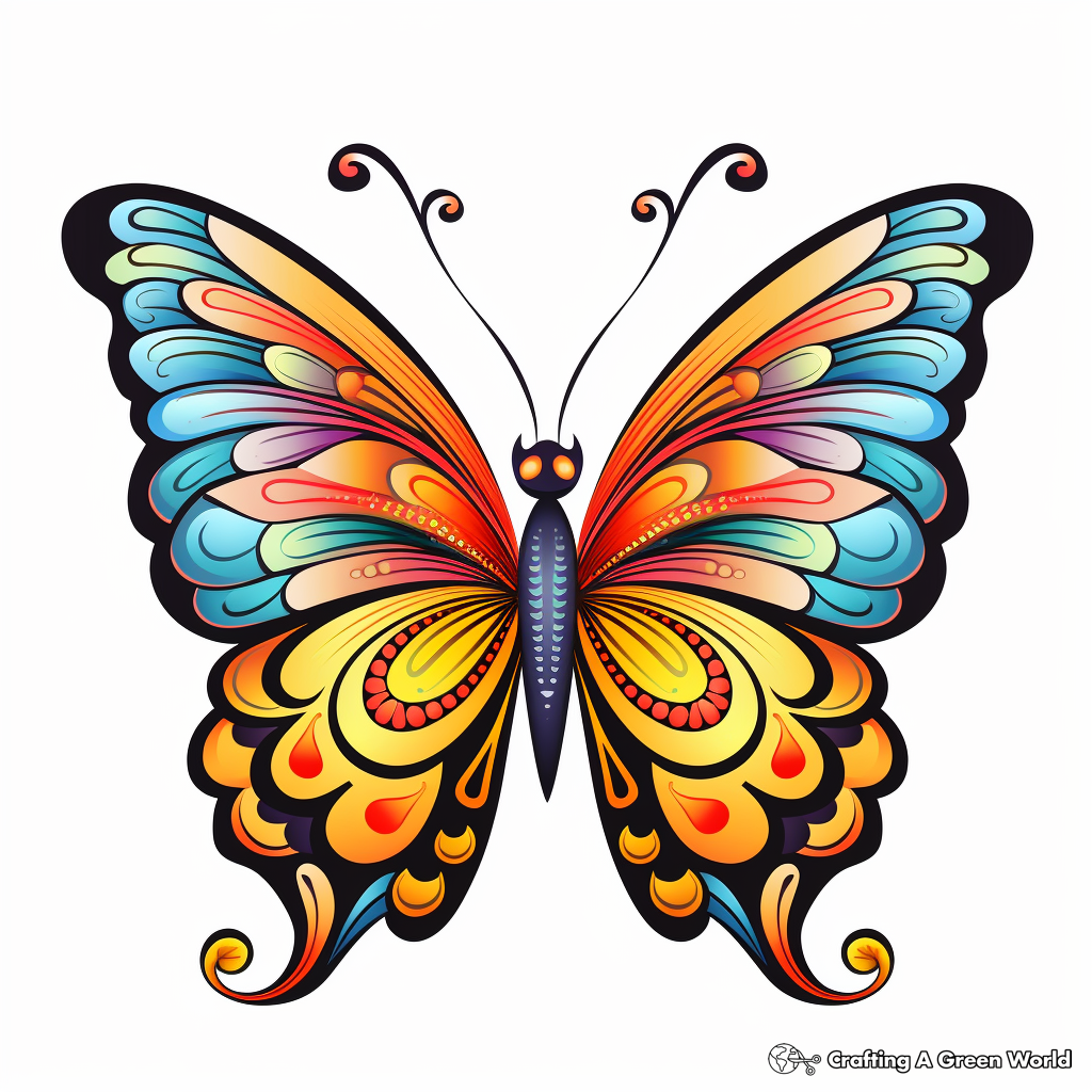 Detailed Positivity Butterfly Coloring Pages for Adults 2