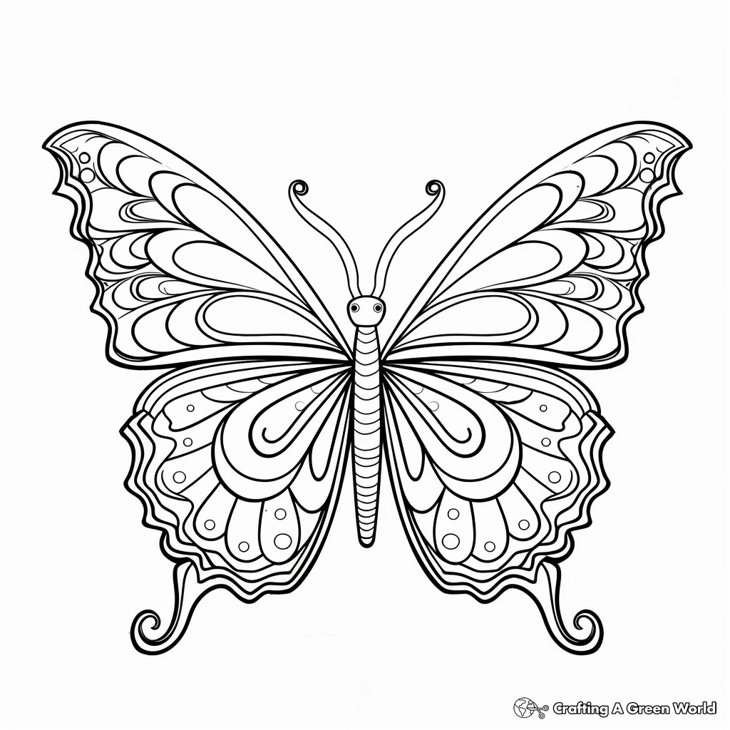 Detailed Positivity Butterfly Coloring Pages for Adults 3