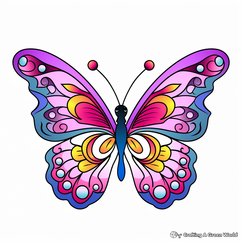 Detailed Positivity Butterfly Coloring Pages for Adults 4