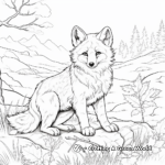 Detailed Red Fox in Autumn Scenery Coloring Pages 1