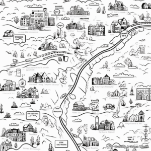 Detailed Road Map Coloring Pages 1