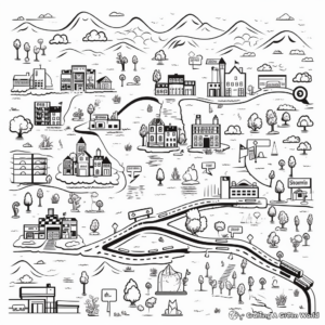 Detailed Road Map Coloring Pages 3