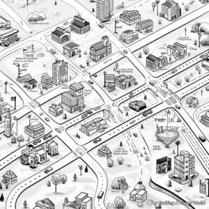 Detailed Road Map Coloring Pages 4