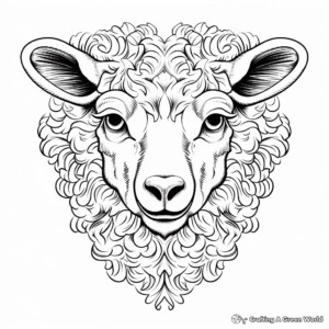 Detailed Sheep Head Coloring Pages for Adults 4