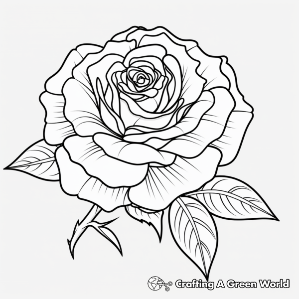 Detailed Single Rose Coloring Pages 1
