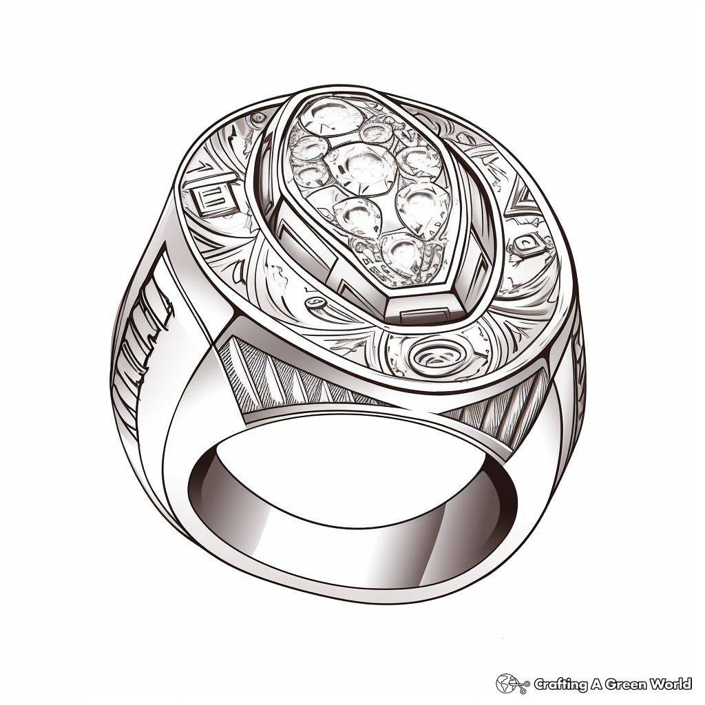 Detailed Super Bowl Rings Coloring Pages for Adults 3