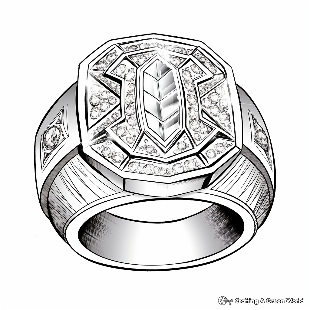 Detailed Super Bowl Rings Coloring Pages for Adults 4