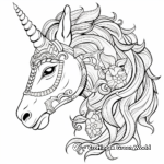 Detailed Unicorn Head Coloring Pages for Adults 1