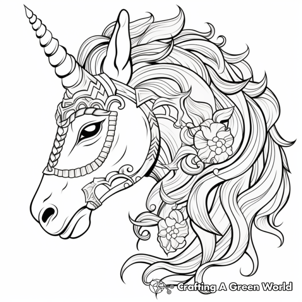 Unicorn Head Coloring Pages - Free &amp; Printable!