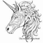 Detailed Unicorn Head Coloring Pages for Adults 2