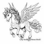 Detailed Unicorn with Wings Coloring Pages for Adults 2
