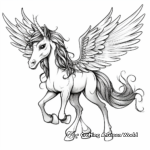 Detailed Unicorn with Wings Coloring Pages for Adults 3