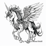Detailed Unicorn with Wings Coloring Pages for Adults 4