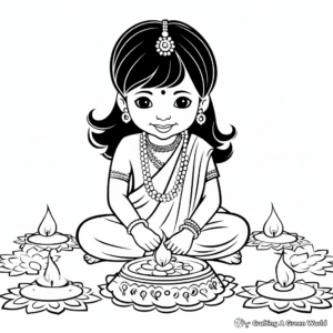 Diwali Cultural Symbols Coloring Pages 2
