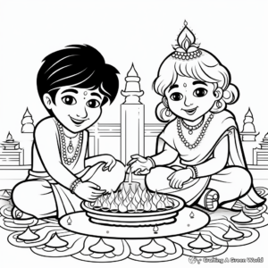 Diwali Cultural Symbols Coloring Pages 4