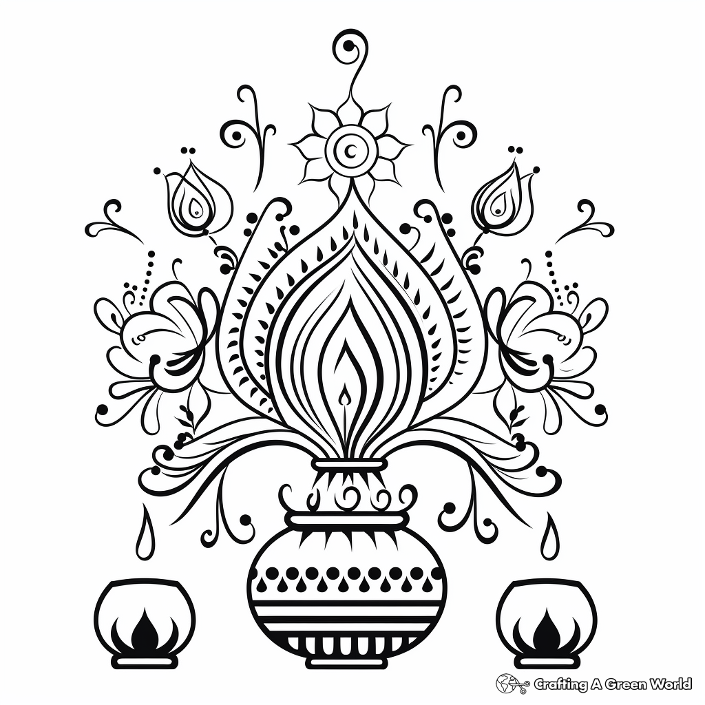 Diwali Decorations and Ornaments Coloring Pages 1