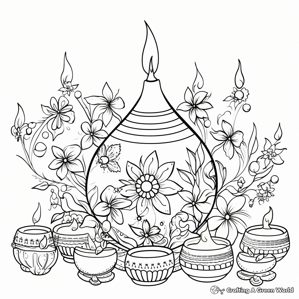 Diwali Decorations and Ornaments Coloring Pages 2