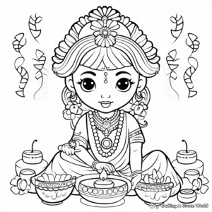 Diwali Decorations and Ornaments Coloring Pages 4
