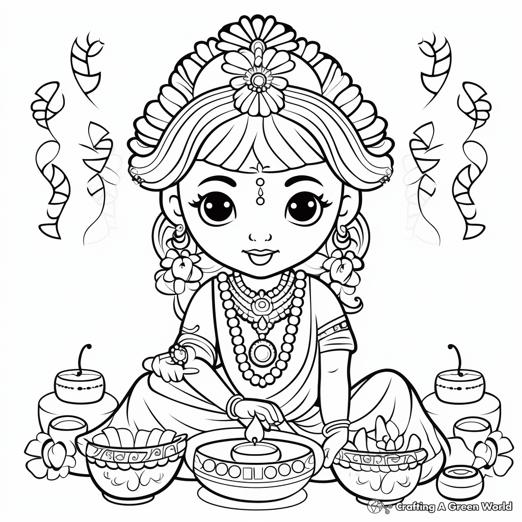 Diwali Decorations and Ornaments Coloring Pages 4