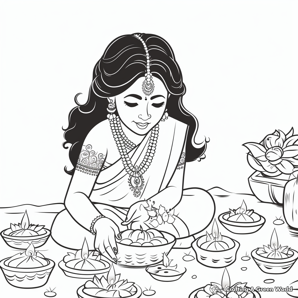 Diwali Folklore and Myths Coloring Pages 4