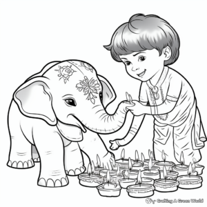 Diwali Themed Elephant Coloring Pages 2