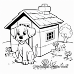 Dog House in the Yard Scene Coloring Pages 1