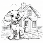 Dog House in the Yard Scene Coloring Pages 2