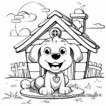 Dog House in the Yard Scene Coloring Pages 4
