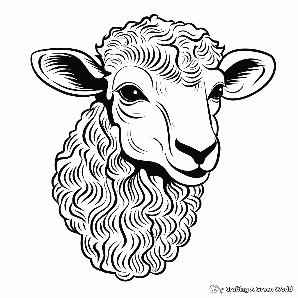 Domestic Sheep Head Coloring Pages 4
