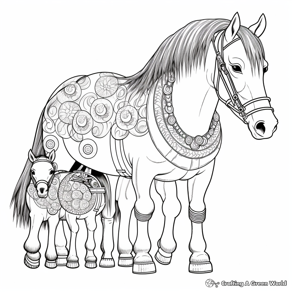 Draft Horse Mandala Coloring Pages: Hardworking Horses 1
