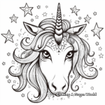 Dreamy Unicorn Head with Stars Coloring Pages 1