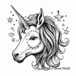 Dreamy Unicorn Head with Stars Coloring Pages 2