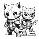 Dynamic Duo of Cat Ninja Siblings Coloring Pages 1