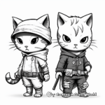Dynamic Duo of Cat Ninja Siblings Coloring Pages 2