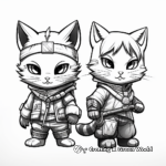 Dynamic Duo of Cat Ninja Siblings Coloring Pages 4
