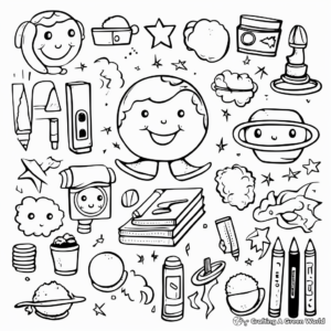 Educational School Supplies Clip Art Coloring Pages 3