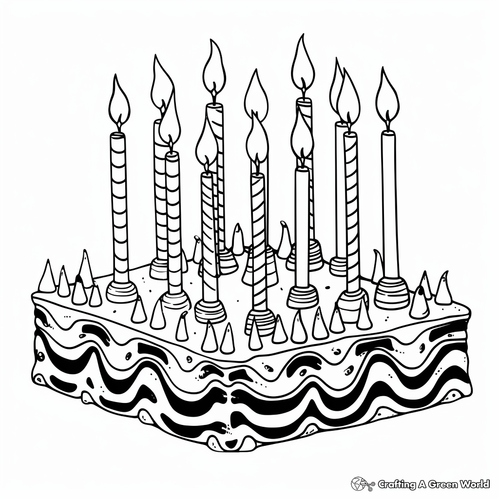 Eight Candles Menorah Coloring Pages 2