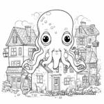 Elaborate Squid and Octopus Coloring Pages 1